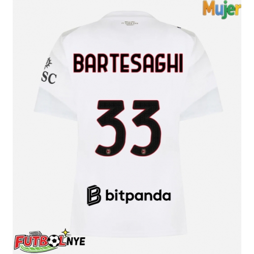 Camiseta AC Milan Davide Bartesaghi #33 Visitante Equipación para mujer 2026-27 manga corta